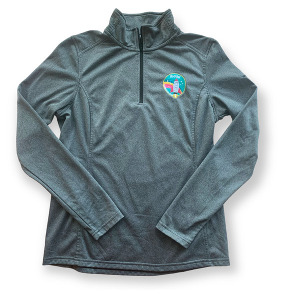 THE NORTH FACE Running Top Track Jacket Gray Mock Neck Quarter Zip Active Medium - Picture 9 of 10